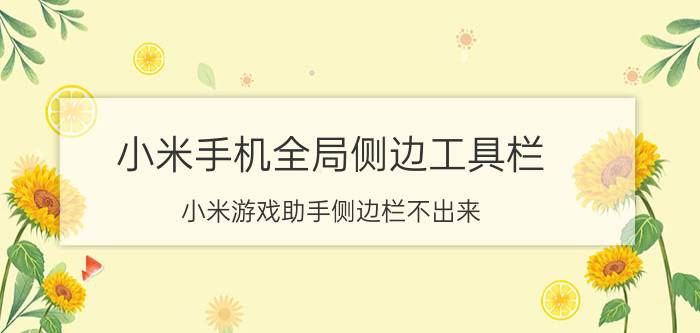 小米手机全局侧边工具栏 小米游戏助手侧边栏不出来？